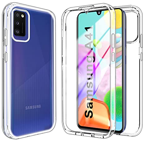 Yutwo Hülle Kompatibel mit Samsung A41, 360 Grad Stoßfest Schutzhülle Rundumschutz Cover Case mit Eingebautem Displayschutz Robust Durchsichtig Handyhülle für Samsung Galaxy A41 - Clear