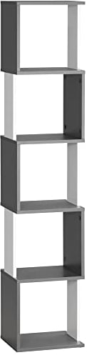 HOMCOM Libreria Moderna a 5 Ripiani in Legno, Mobile Libreria a Parete Salvaspazio per Casa e Ufficio, 33x28x161cm, Grigio e Bianco