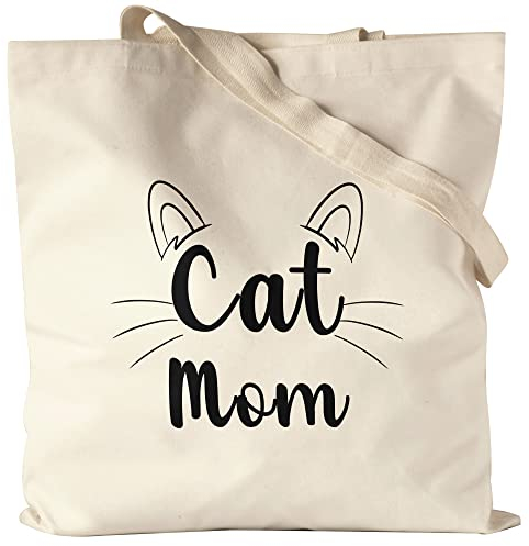 Hey!Print Cat Mom Jutebeutel Stoffbeutel Canvas Katzen-Mama Geschenk Katzenliebhaber Katzenbesitzer Katzen Kätzchen