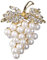 Broche en forme de grappe de raisin pour femme - Bijoux en perles et strass - Doré