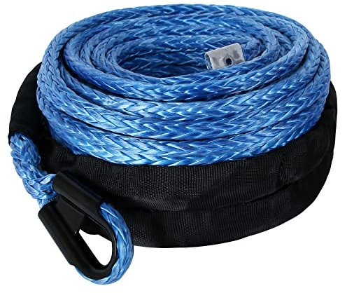 WROUGH Corde de treuil synthétique de 0,9 cm x 29 m avec Manchon de Protection et cosse, résistance à la Rupture de 12 kg – Corde de treuil Robuste pour VTT, UTV, remorque de Bateau, Jeep, Quad