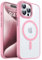 CANSHN Cover Magnetica Trasparente per iPhone 15 Pro, [Compatibile con MagSafe] Custodia Protettiva Antiurto per Telefono - Rosa