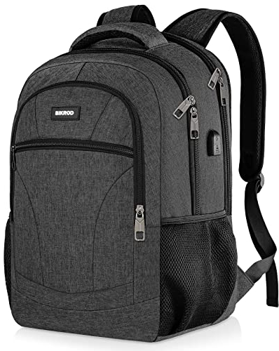 BIKROD Rucksack Herren, Schulrucksack Jungen Teenager, 17.3 Zoll Laptop Arbeit Daypack mit USB-Ladeanschluss für Business Wandern Reisen Camping Schulranzen, Schwarz
