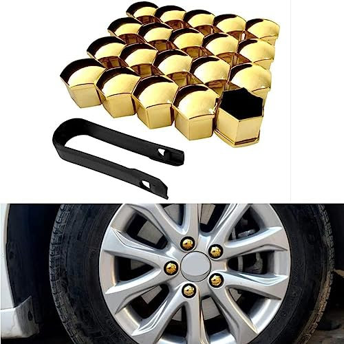 JCAKES Coche Tapas Tuercas Rueda para Vol-Vo S80L, Hexagonal Cubierta Tornillo Llanta Exterior con Herramienta Desmontaje Antirrobo Protección,E/Yellow-17mm