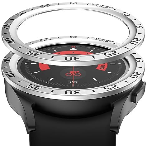 GIOPUEY Schutzring Kompatibel mit Samsung Galaxy Watch 5 Pro, Bezel Ring Bezel Styling Lünette Schutz hülle, Schutzring aus Aluminiumlegierung aus Metall - A-Silver