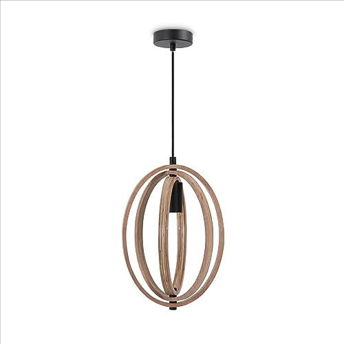 Paco Home Suspension Déco Salon Luminaire Salle À Manger Lampe Chambre À Coucher Abat-Jour Bois E27, Type de lampe:Lampe à suspension - Type 1, Couleur:Bois