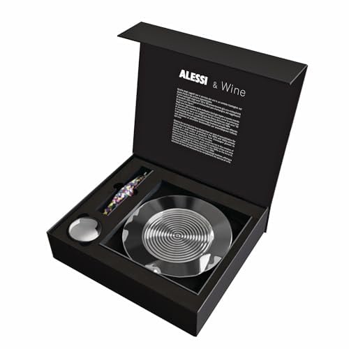 Alessi Alessi & Wine GAM32SET - Set da Vino di Design, Composto da Cavatappi Sommelier, Tappo ad Espansione e Sottobottiglia