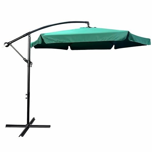 AKORD Sonnenschirm mit Kurbel Sechseckig CYNIA | 300x300x245 cm Ampelschirm | Neigungswinkel und Höhe Verstellbar | Marktschirm Terrassenschirm Balkon Wasserdicht | Gartenschirm UV-Schutz | Grün