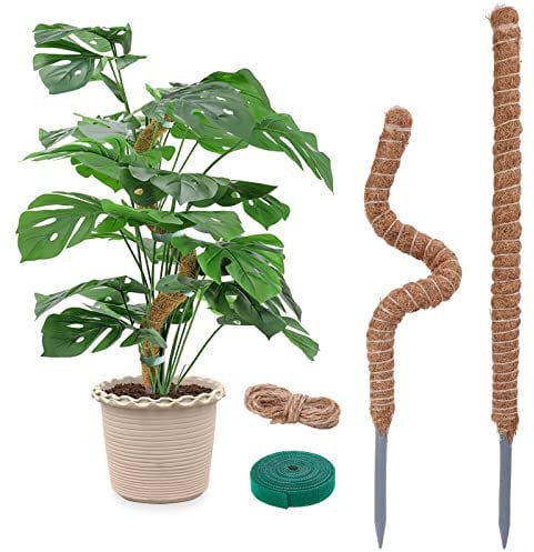 2 Pack Bendable Moss Poles - 25 Inch Coco Coir Poles for Monstera, Climbing Plants & Creeper Plants