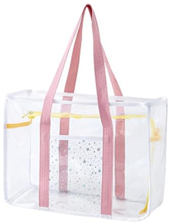 Dickly Sac fourre-Tout Transparent fourre-Tout de Plage épais PVC Femme Sac à bandoulière Transparent Femmes Sac à Main, Rose