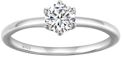 GeRRiT 0,5/1 Karat D Farbe Moissanit Damenring Moissanit Diamantring S925 Silber Verlobungsring Ehering (Color : 0.5ct_GRA 925 Silver_6.5)