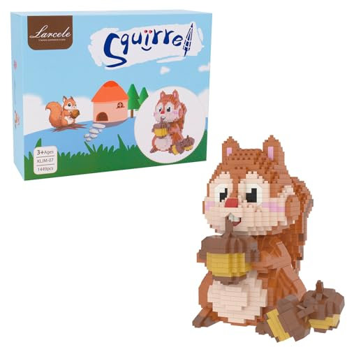 Larcele KLJM-07 Kit de jouets de construction de 1449 pièces - Mini briques - Réutilisables (écureuil)