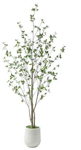 Bellacat 7ft Artificial Citrus Tree with Lifelike and Full Leaves & Sturdy and Exquisite Decorative Planter, 84 Faux Citrus Tree with Realistic Trunks for Outdoor Indoor Decor.