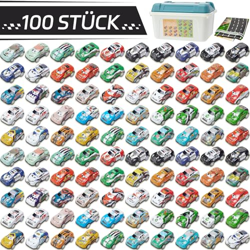Pwtuuki 100 Stück Kleine Autos Zurückziehen Spielzeugautos Kinder Aufziehauto Metall Spielzeugautos Set Kleine Geschenke für Kinder