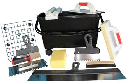 Tile Washing Set and Large Tool Set Hydro Washboard Grouting Board Facade Spatula Stainless Steel + Free Stirrer for Tile Adhesive