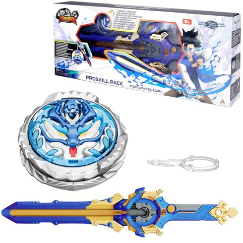 INFINITY NADO Schwert-Launcher – Metall-Leucht-Kreisel Fury Dragon, blau 5+ | Schwert-Launcher mit Beschleunigung. Metall-Kreisel mit Leuchtfunktion. Fury Wave Dragon. Für Kinder ab 5 Jahren
