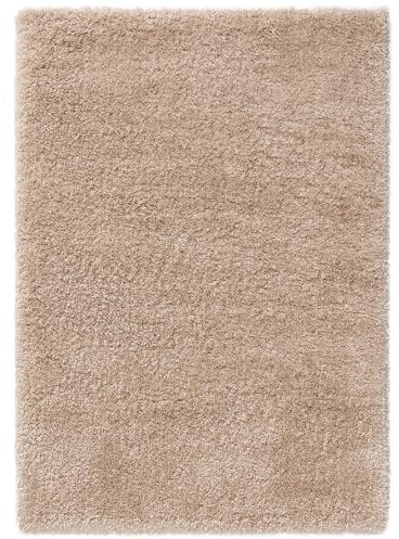 benuta Pop Hochflorteppich AVA - Beige 80x150 cm - Kunstfaser - Rechteckig & im Style: Uni, Hygge & Cozy, Minimalistisch - Pflegeleicht für Wohnzimmer Schlafzimmer