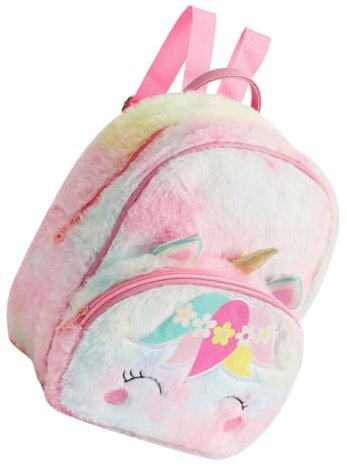 Mädchen Einhorn Rucksack aus Plüsch Rosa, Kleiner Tragbarer Rucksack