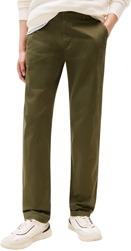 Tommy Hilfiger Herren Chino Hose Core Denton Essential Twill Straight Fit, Grün (Dark Greenery), 33W/32L
