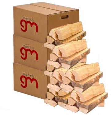 MagazziniGM, Legna Da Ardere essiccata sotto il 15% di umidità, pezzi da 25 Cm per Stufe Camini Barbecue Fuoco Riscaldamento (Legno di quercia, 45 Kg (3 pacchi))