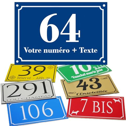 Numeros casa exterior PVC 15x10 cm – Placa personalizada con Número, Texto y Logotipo [Placa buzon personalizada]