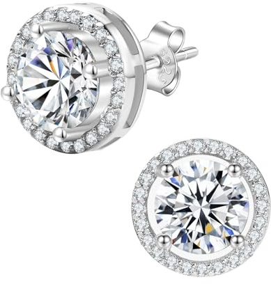Orecchini a perno Moissanite, laboratorio creato in oro bianco 18 carati placcato oro bianco 925 Tiny orecchino, gioielli regali per donne e uomini