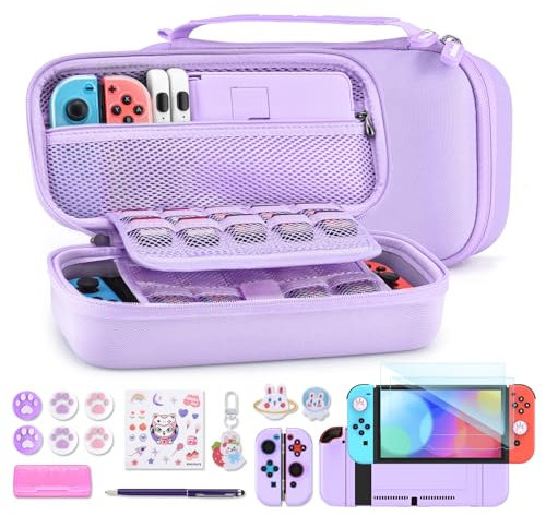 innoAura Switch 2 Tasche für NS Switch 2 Konsole (2025), Tragbares Switch 2 Hülle für Switch 2 Konsole und 9 Spiele, Harte Schutzhülle Tragetasche für Reisen und Aufbewahrung (Lila/Violett)