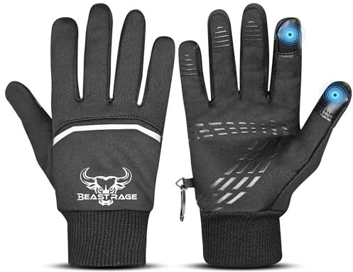 BEAST RAGE Guanti invernali impermeabili per bambini, per sport invernali e ciclismo, guanti caldi per touch screen, antiscivolo, termici, per attività all'aperto, antivento, per ragazzi e ragazze,