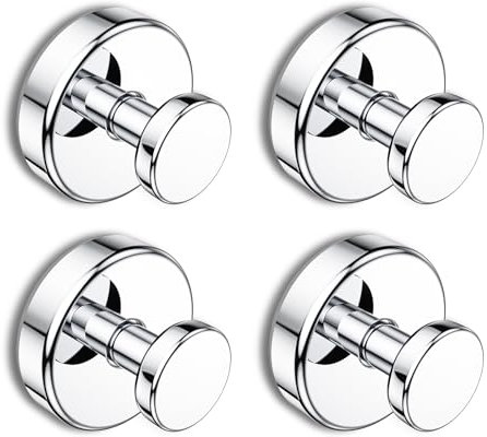 Suction Cup Hooks for Shower, Removable Towel Hooks for Bathroom Window Glass Door Wall, Bath Robe Looafh Hook for Hanging - 4 Pack, Chrome