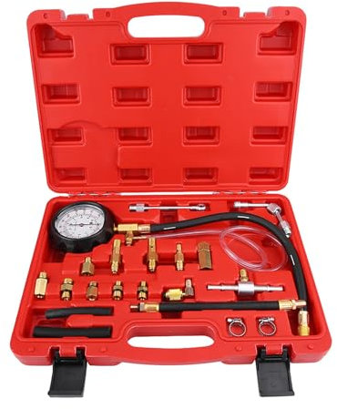 TU114 Petrol Fuel Pressure Gauge Tester Advanced Auto Diagnostics Tools For Fuel Injection Pump Testing With Copper Adapter And Fittings For Modern Schrader Test Port Systems