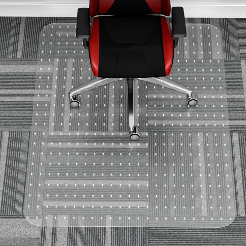 WASJOYE Office Chair Mat for Carpet, 75x120cm Desk Chair Mat for Carpet Floors, Clear 2.2mm Thick Rolling Computer Chair Mats with Non-Slip Studded for Home and Office Low Pile Carpets
