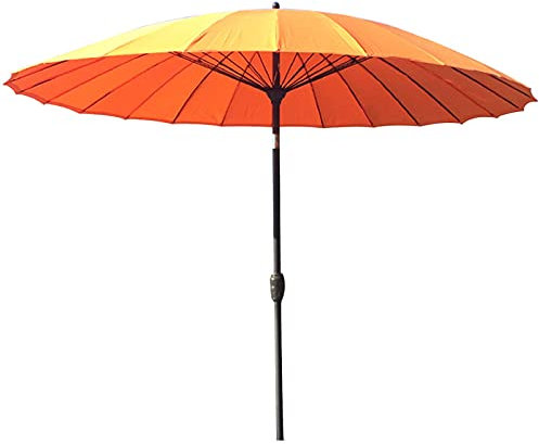 CWCQGH Regenschirme Sonnenschirm 2,7 m, mit Kurbel-Kippmechanismus, Gartentischschirm, Terrassenschirm, Marktschirm, 12 Farben,Orange-2.7m