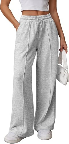 OLIPHEE Pantaloni Tuta Donna Larghi Lunghi con Tasche e Coulisse Pantaloni Donna Jogging Autunno con Elastico in Vita Tinta Unita Casual Yoga Sweatpants Baggy