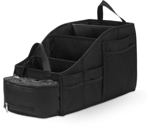 Cozary Organizador Asiento Coche, Plegable Organizador de Asiento, para Adultos y Niños con Portavasos, Compartimentos de Almacenamiento para Juguetes, Libros