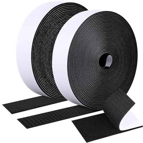 GDSZ LAERSI Nastro Biadesivo 10 Metri Extra Forte, Chiusura a Strappo Adesiva Larghezza 20mm, Pads Adesivi Lato Loop e Lato Hook (Nero)
