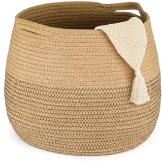 SUNNYNEST Woven Storage Basket Cotton Rope Woven Baskets Laundry Basket for Toys, Books, Shoes with Handle Basket for Home Bathroom Living Room