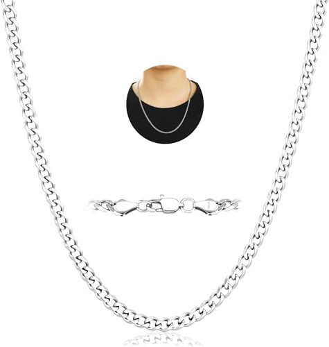 3mm Silber Halskette Panzerkette Herren Kette Kubanische Silberkette Schmuck Geschenke Cuban Chain Necklace für Männer Jungen ihn 40cm Geschenk zum Geburtstag Weihnachtsgeschenke für Sohn PAPA OPA