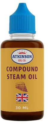 Atkinson Oil Co. Compound Steam Oil 460 – 30 ml | Model Steam Cylinder & Valve Lubricant for Small to Medium Engines – High-Temperature Film, Wet-Steam Protection