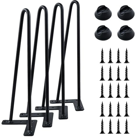 highdecora Hairpin Legs for DIY Furniture, Heavy Duty Metal Two-Rod Iron Wire Table Legs with Pre-Drilled Holes for Coffee Table, Dining Table, Office Desk, Chair, Bench & Side Table (Black, 76cm)