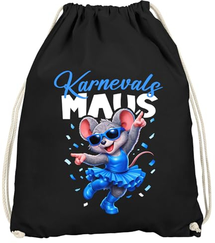 MoonWorks® Turnbeutel Karneval Maus Spruch lustig Faschingsartikel Gadget Karneval Tasche Party Accessoires Gymbag Schwarz-blau unisize
