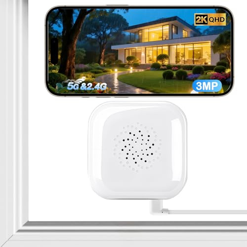2K Indoor Window Camera 3MP, Through Window Security Camera, Dual-Band 2.4/5GHz WiFi, AI Colour Night Vision, Motion & Person Detection, Two-Way Audio, Anti-Glare Night Vision, 24/7 Recording