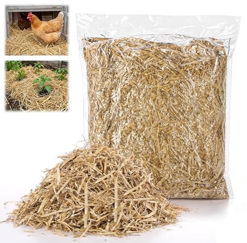 Dunkive Paja de trigo natural de 3 libras, paja de trigo suave y limpia en seco para mantillo de jardín, cubierta de malezas, cubierta de semillas de hierba, ropa de cama de animales, gallinero