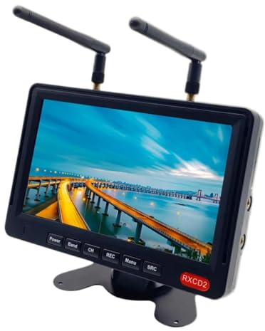 Akfldms RXCD2 5.8G 56CH FPV Monitor Dual Receiver mit DVR 7 1024x600 LCD Diversity Bildschirm für FPV Drohnenrennen