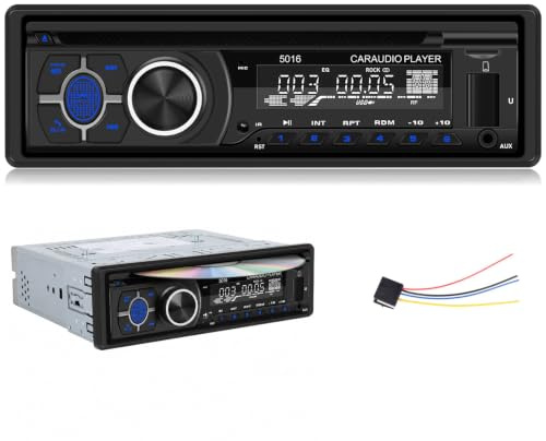OiLiehu Radio 1 DIN con Reproductor de CD/DVD, Radio MP3 con FM/Am Radio, Bluetooth 5,1, Reproducción USB, Carga USB, AUX-IN, Puerto TF, Ubicación de la Aplicación, Protección de Cables