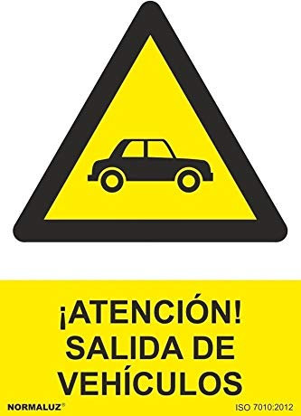 Normaluz RD30076 - Señal ¡Atención! Salida De Vehículos PVC Glasspack 0,7 mm 21x30 cm con CTE, RIPCI