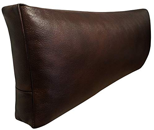 Quattro Meble Dunkelbraun Glanz Echtleder Nackenkissen Lederkissen Sofa Dekokissen Rindsleder Kissen Kopfstützen Kopfkissen (22 x 50 cm)