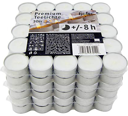 Hofer Bougies Chauffe-plat - 150 pièces - 8 heures de combustion - Cire non parfumée, sans gouttes, longue durée, qualité UE