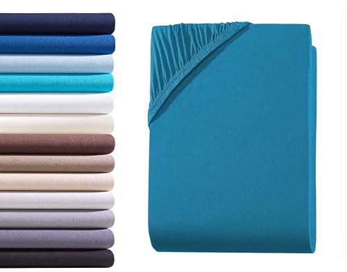 Exclusive Topper-Spannbettlaken | Bettlaken mit extra starkem Stoff 160 g/m² | Ideal für Boxspringbetten und Topper | OEKO-TEX® MADE IN GREEN | Topper 10cm Steghöhe | 140-160x200 cm - Petrol