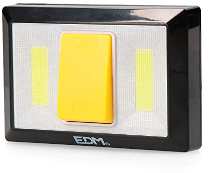 Edm 36440 Linterna 150 lumens con Base imantada y Adhesiva. edmfunciona con 4 Pilas x AAA. 11,2X 7,5 x 3 cm, Amarilla, 0