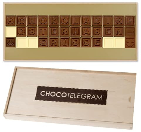 Schokoladige Osterhasengrüße - ChocoTelegram | Geschenkidee | Ostern | Ostergeschenk | Geschenk zu Ostern | Schokoladennachricht | Grußkarte aus Schokolade | Erwachsene | Kinder | Osterüberraschung